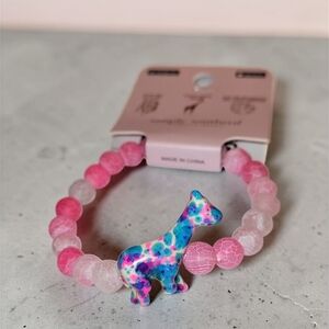 Simply Southern Multi-Pink Giraffe Tracker Bracelet, w/Blue Giraffe NWT